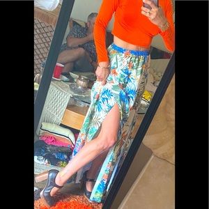 Flying tomato tropical long 2 slit skirt